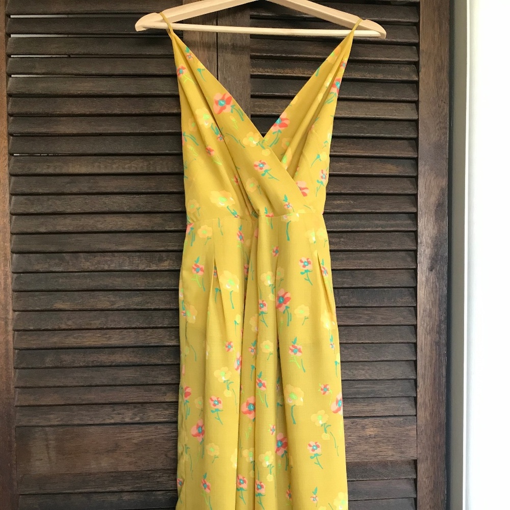 A New Day Yellow Floral Jumpsuit (POCKETS!!)